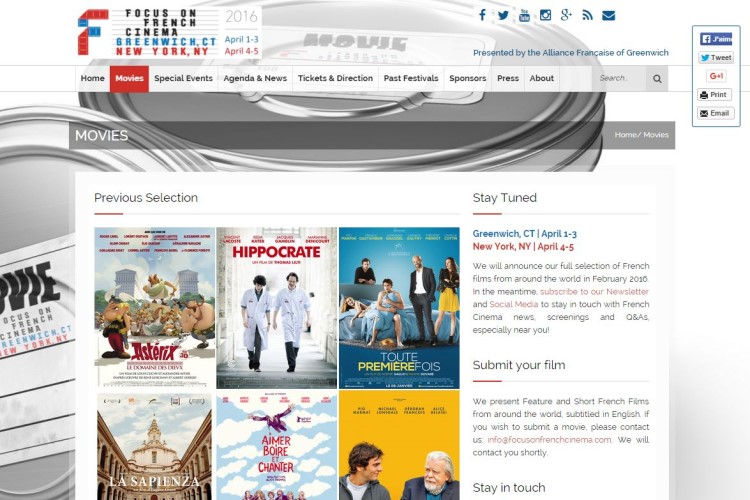 Conception Web pour Focus on French Cinema